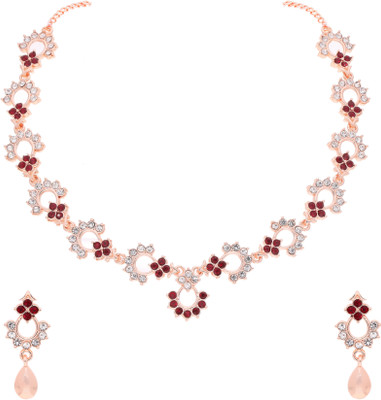 Vedda Brass Gold-plated Rose Gold, White, Maroon Jewellery Set(Pack of 1)