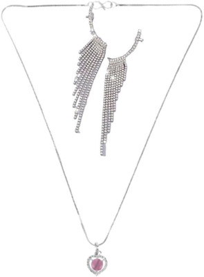 SRK Fashions Alloy Pink, Silver Jewellery Set(Pack of 1)