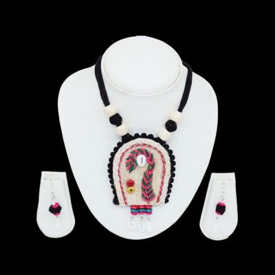 lookat Shell, Wood, Fabric, Dori, Jute Black, Red, Multicolor Jewellery Set(Pack of 1)