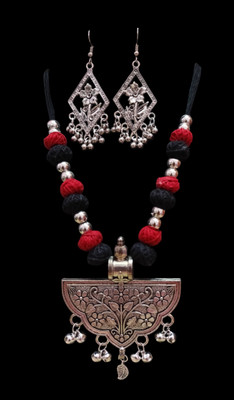SSCREATION Oxidised Silver Multicolor Jewellery Set(Pack of 1)