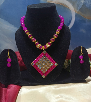 SIYARIKA CREATION Brass Brass Pink Jewellery Set(Pack of 1)