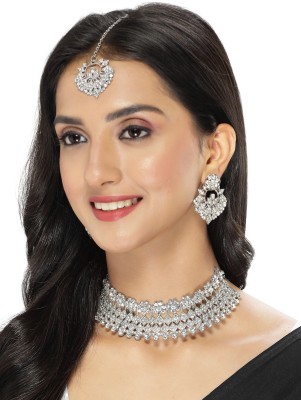Sukkhi Alloy Rhodium Silver Jewellery Set(Pack of 4)