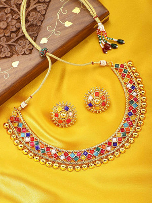 SRK Fashions Alloy Gold-plated Multicolor Jewellery Set(Pack of 1)