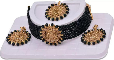 ABHRIK IMITATION Crystal Gold-plated Black, Gold Jewellery Set(Pack of 1)