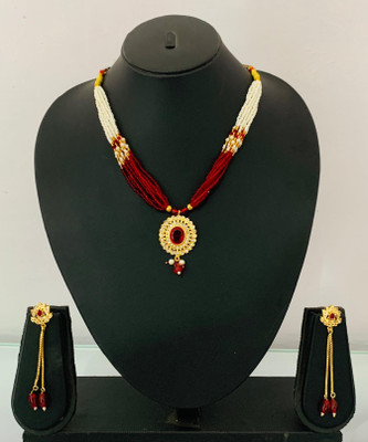 BAPUJII Brass Red Jewellery Set(Pack of 1)