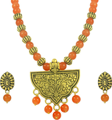 JFL - Jewellery for Less Copper Gold-plated Orange Jewellery Set(Pack of 2)