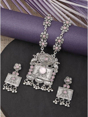 Lathar Alloy Pink Jewellery Set(Pack of 1)