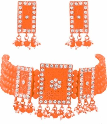 RAHUL TRADERS Alloy Gold-plated Orange Jewellery Set(Pack of 1)