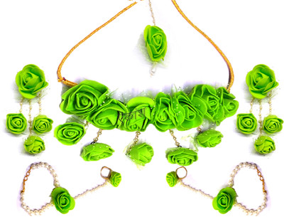 AEKANSH Fabric Green Jewellery Set(Pack of 1)