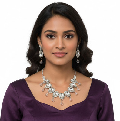 GetBling Alloy Silver Silver, White Jewellery Set(Pack of 1)