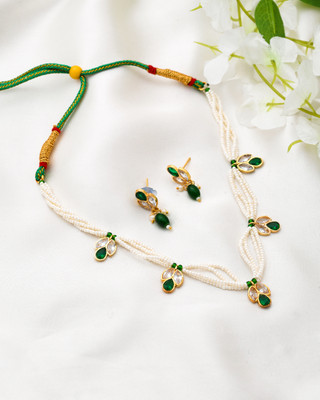 SHIRISHA Brass Gold-plated Green Jewellery Set(Pack of 1)