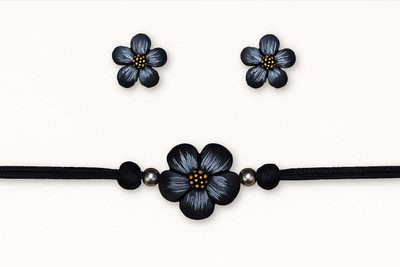 ClayNest Terracotta Black Jewellery Set(Pack of 1)