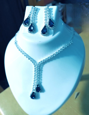 TIGENECY Alloy Rhodium Blue Jewellery Set(Pack of 1)
