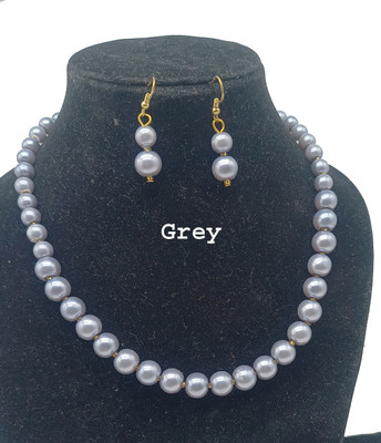 Zooni Collections Mother of Pearl Grey Jewellery Set(Pack of 1)