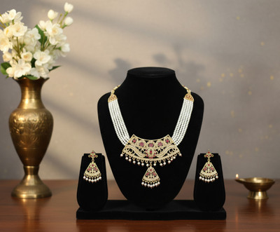 Kagul Alloy White Jewellery Set(Pack of 1)