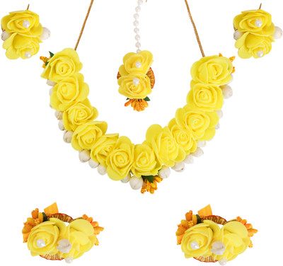 TheQueenVibes Fabric Yellow Jewellery Set(Pack of 1)