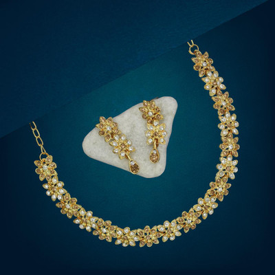 AK JEWEL STORES Alloy Gold, White Jewellery Set(Pack of 1)