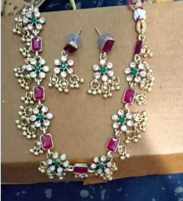 DPMARKETING Alloy Gold-plated Gold, White, Red Jewellery Set(Pack of 1)