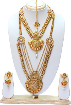 Ethnicking Brass, Copper, Alloy Gold-plated Maroon, Gold Jewellery Set(Pack of 1)