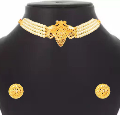 Sdr Fashion Alloy Gold-plated White, Gold Jewellery Set(Pack of 1)