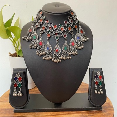 ishaanvi fashion Oxidised Silver Multicolor Jewellery Set(Pack of 1)