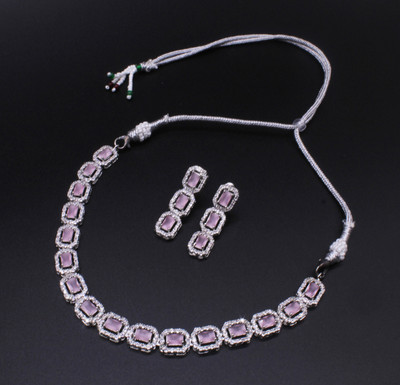 Diamond Drift Copper Silver Pink Jewellery Set(Pack of 3)