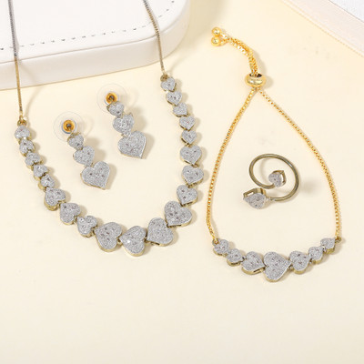 GehenabyEstele Alloy Gold-plated White Jewellery Set(Pack of 5)