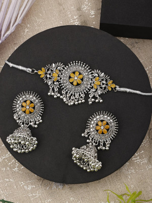 Pardha Jewels And Style Oxidised Silver Silver, Yellow Jewellery Set(Pack of 3)