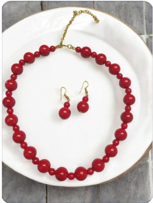 pearl neckless Plastic Red Jewellery Set(Pack of 1)