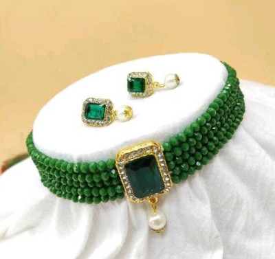 KVDesigns Alloy Green Jewellery Set(Pack of 1)