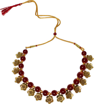 Nifty Mother of Pearl Gold-plated Maroon Jewellery Set(Pack of 1)
