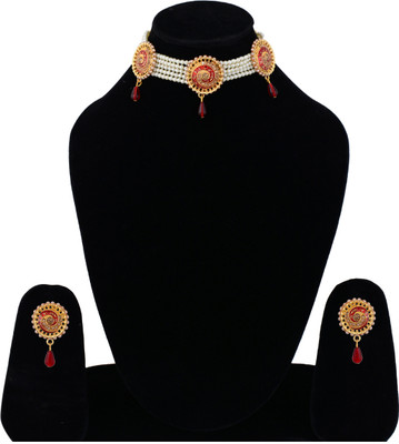 Darsha Collections Brass, Mother of Pearl, Crystal Gold-plated Multicolor Jewellery Set(Pack of 1)