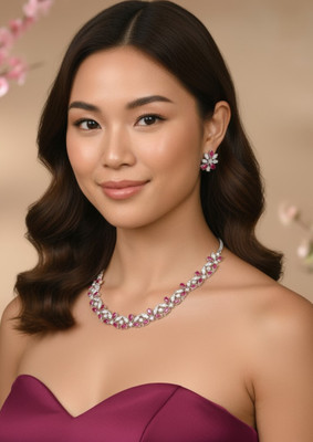 KD JEWELLERS Brass Pink Jewellery Set(Pack of 1)