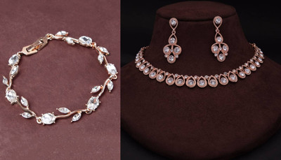 Faizam Collection Alloy White Jewellery Set(Pack of 2)
