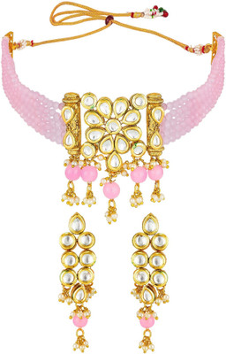 LUXOR Alloy Gold-plated Gold, Pink Jewellery Set(Pack of 3)