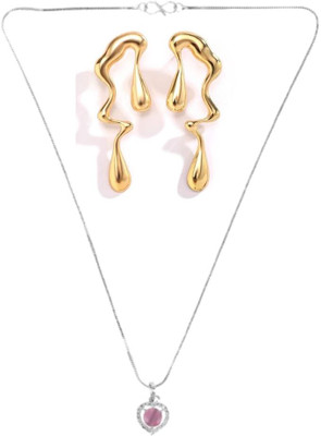 SRK Fashions Alloy Pink, Gold Jewellery Set(Pack of 1)