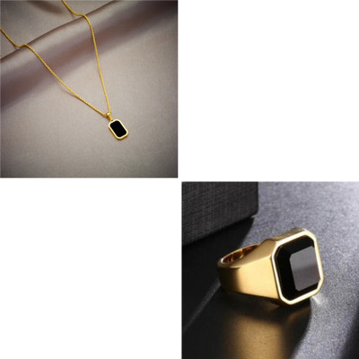 Vipunj Alloy Gold-plated Black Jewellery Set(Pack of 2)