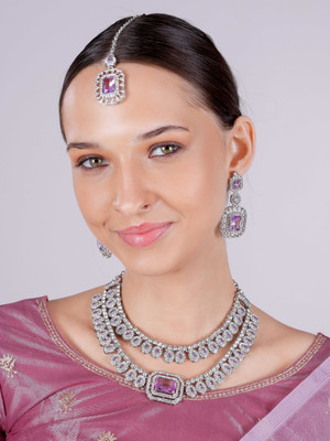 VATSALYA creation Alloy Gold-plated Purple Jewellery Set(Pack of 1)