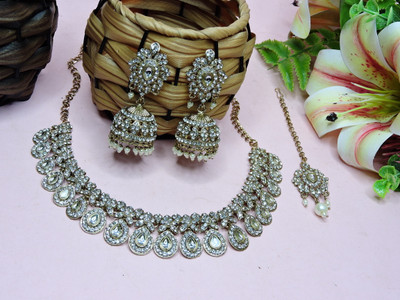 VATSALYA creation Alloy Silver White Jewellery Set(Pack of 1)