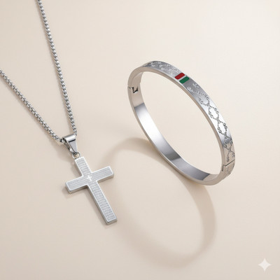 MYKI Stainless Steel Silver Silver Jewellery Set(Pack of 3)