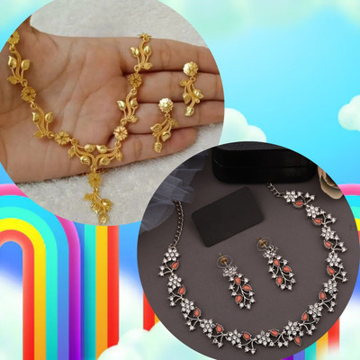 LYRISS Brass Gold-plated Multicolor Jewellery Set(Pack of 2)