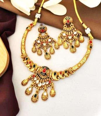 JN Handicraft Alloy Gold-plated Red Jewellery Set(Pack of 1)