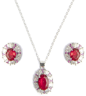Kord Store Brass Rhodium Red Jewellery Set(Pack of 1)