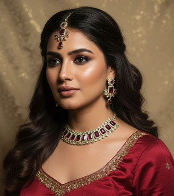 Shiv Ventures Alloy Gold-plated Ruby Red Jewellery Set(Pack of 1)