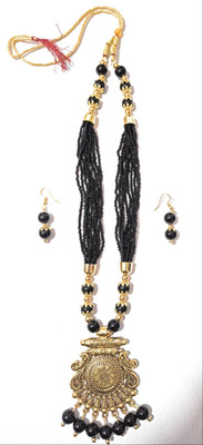 M S Enterprises Mother of Pearl, Sterling Silver Gold, Black Jewellery Set(Pack of 1)