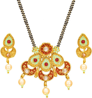 AADITA Alloy Gold-plated Gold, Red Jewellery Set(Pack of 1)