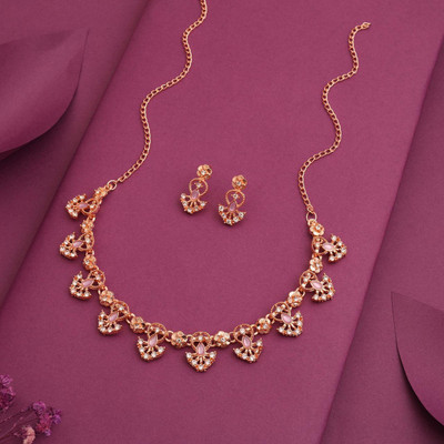 Krishna jewellers Brass, Alloy Gold-plated Rose Gold Jewellery Set(Pack of 1)