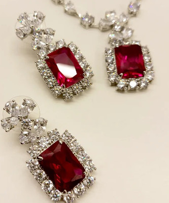 DENICRAAS Alloy Silver Red Jewellery Set(Pack of 1)