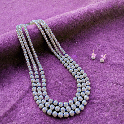 kashvi pearls and jewellers Shell Silver Multicolor Jewellery Set(Pack of 1)