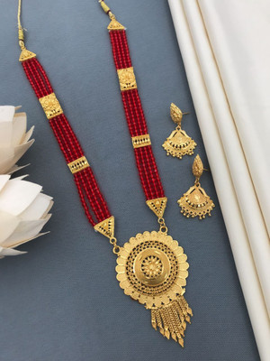 Rasadiya Brass Gold-plated White Jewellery Set(Pack of 1)